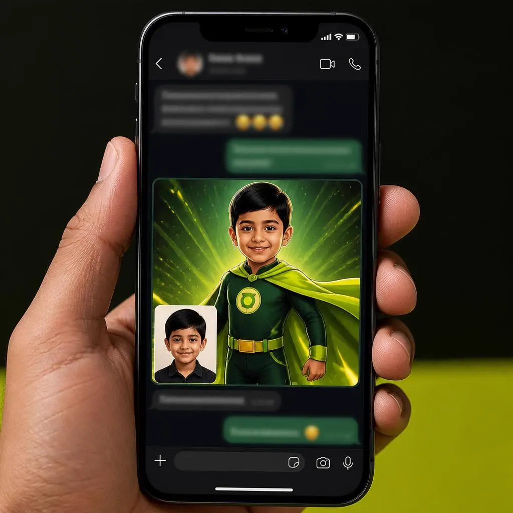 WhatsApp chat where KidzHero sends an art proof and the parent approves it